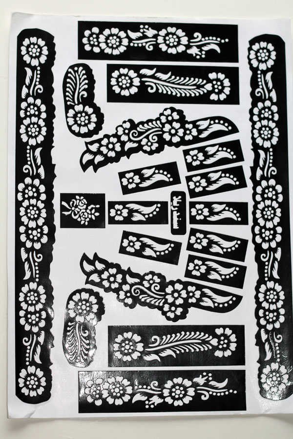 5'li Kına Kalıbı/Şablonu - Karışık Desenler