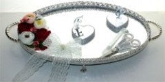 Kişiye Özel Aynalı Söz Nişan Yüzük Tepsisi Gümüş GA22