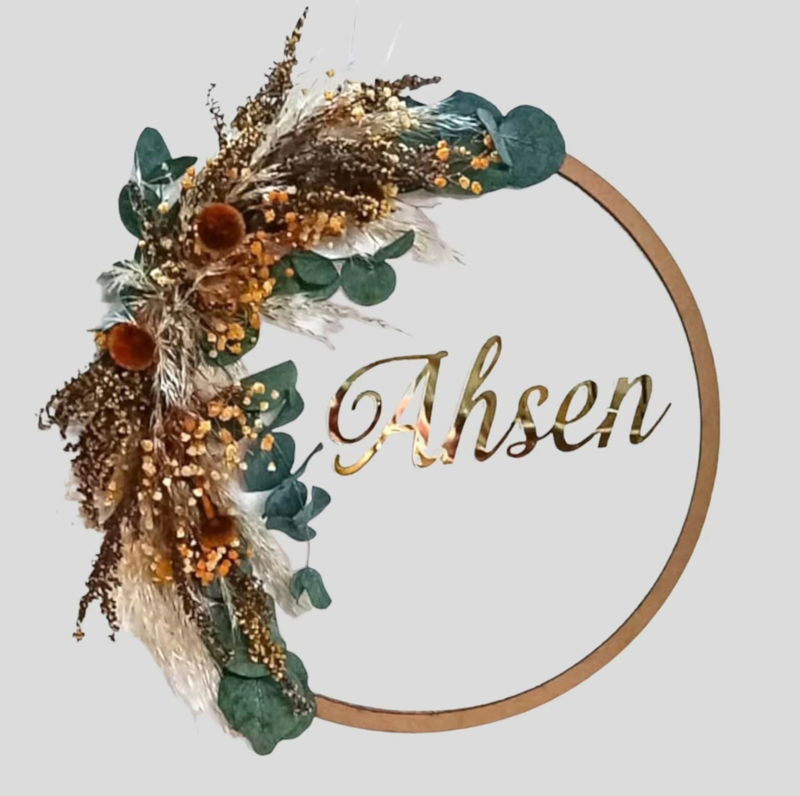 Kenarı Çiçekli İsme Özel Kapı Süsü