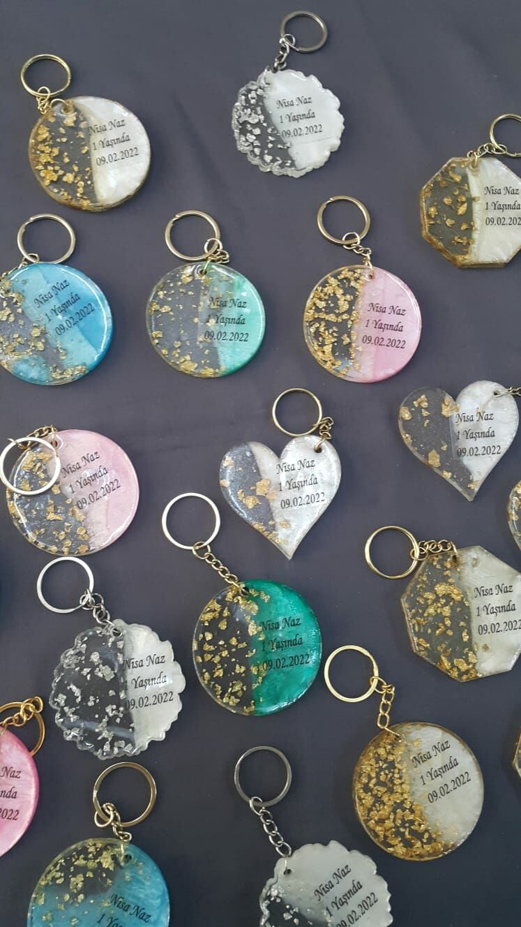 20 Adet Kişiye Özel  Epoksi Reçine Anahtarlık