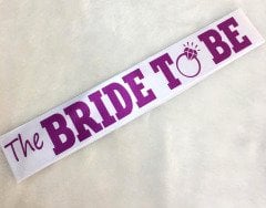 Bride to Be Kuşak Tek Taş Mor Beyaz
