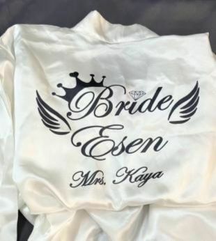 Kişiye Özel Bride, Mrs.Yazılı Gelin Sabahlığı Sabahlık