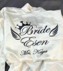 Kişiye Özel Bride, Mrs.Yazılı Gelin Sabahlığı Sabahlık