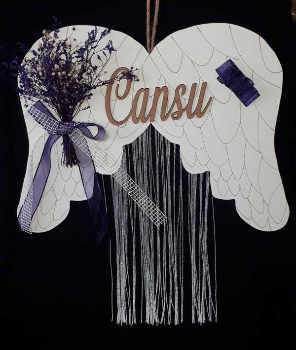 Ahşap Melek Püsküllü Kapı Süsü