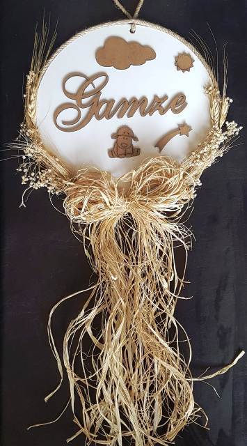 isme özel kabartmalı kuzucuklu kapı süsü