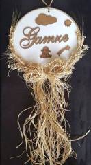 isme özel kabartmalı kuzucuklu kapı süsü