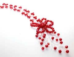 El Yapımı Kristal Gelin Tacı Kırmızı Papatya