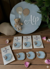 Pleksi balonlu ayıcık kapı süsü hediyelik takım 20 adet