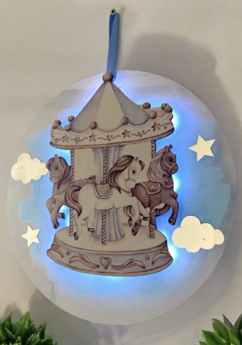 AtlıKarınca Dekorlu - Işıklı Pleksi Kapı Süsü