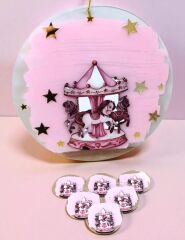 Pleksi kabartmalı Atlıkarınca kapı süsü - 20 adet hediyelik takım