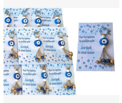 Nazar Boncuklu Cam Anahtarlık Sünnet Hediyelik 20'li
